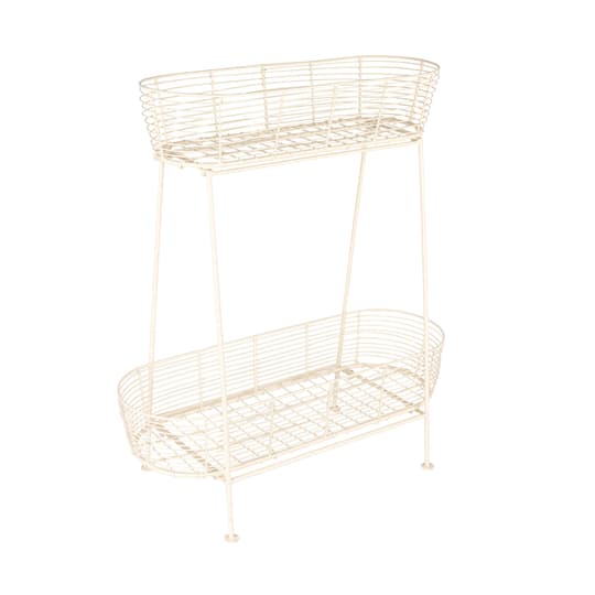 Serenity Metal Wire Plant Stand, Cream